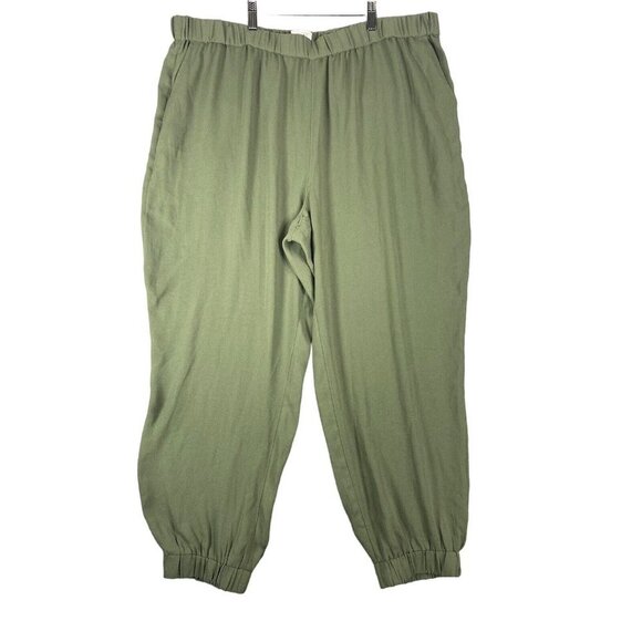 14th & Union Womens Capri Pants Green Pockets Pull On Plus Size 1X - Picture 2 of 8